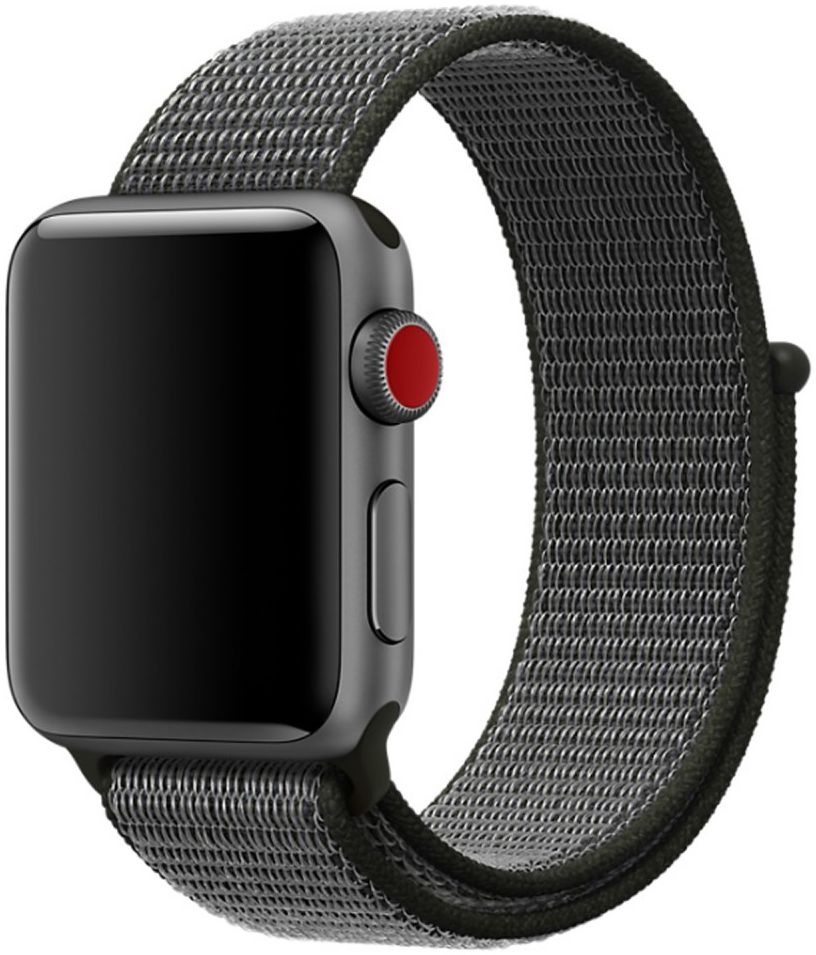 Apple Watch 45MM / 44MM / 42MM Bandje Nylon met Klittenband Grijs/Groen afbeelding 1
