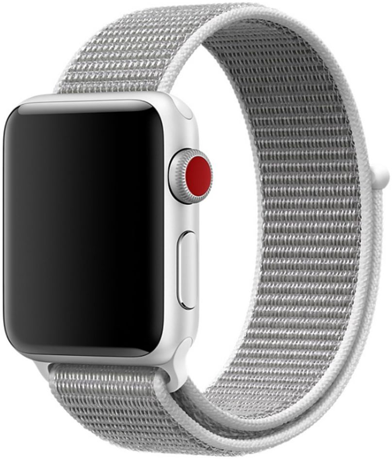 Apple Watch 41MM / 40MM / 38MM Bandje Nylon met Klittenband Grijs/Wit afbeelding 1