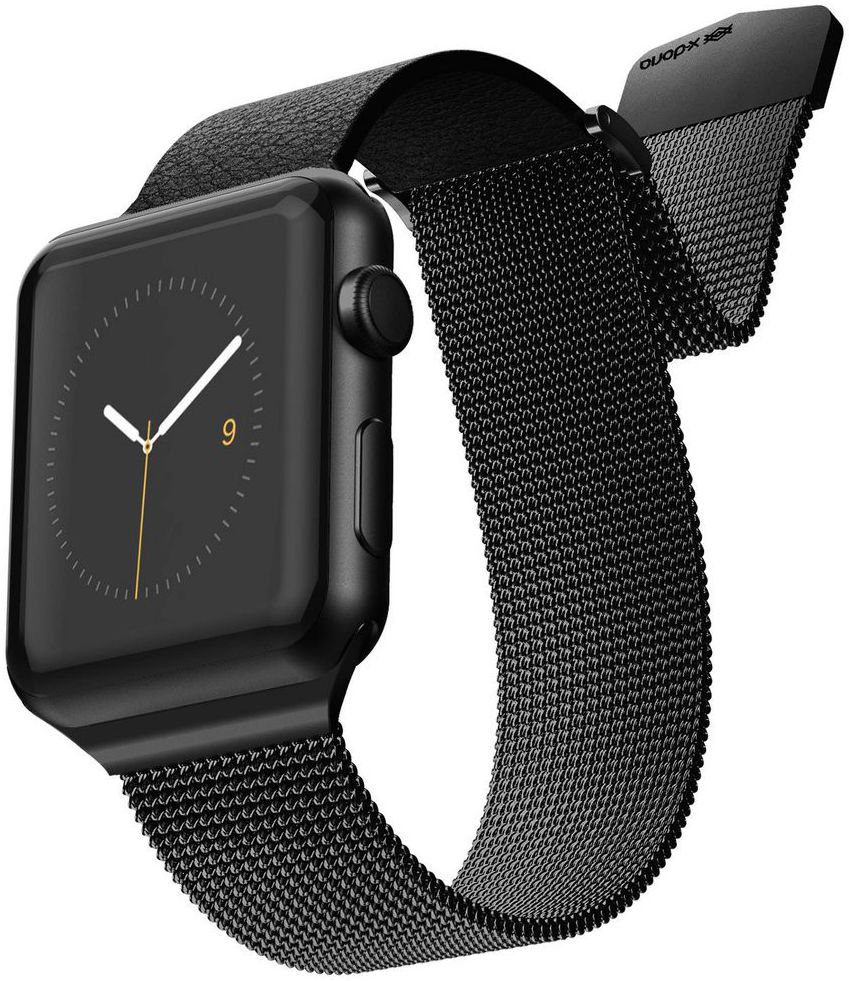 Raptic Hybrid Mesh Apple Watch 45MM / 44MM / 42MM Bandje RVS Kunstleer Zwart afbeelding 1