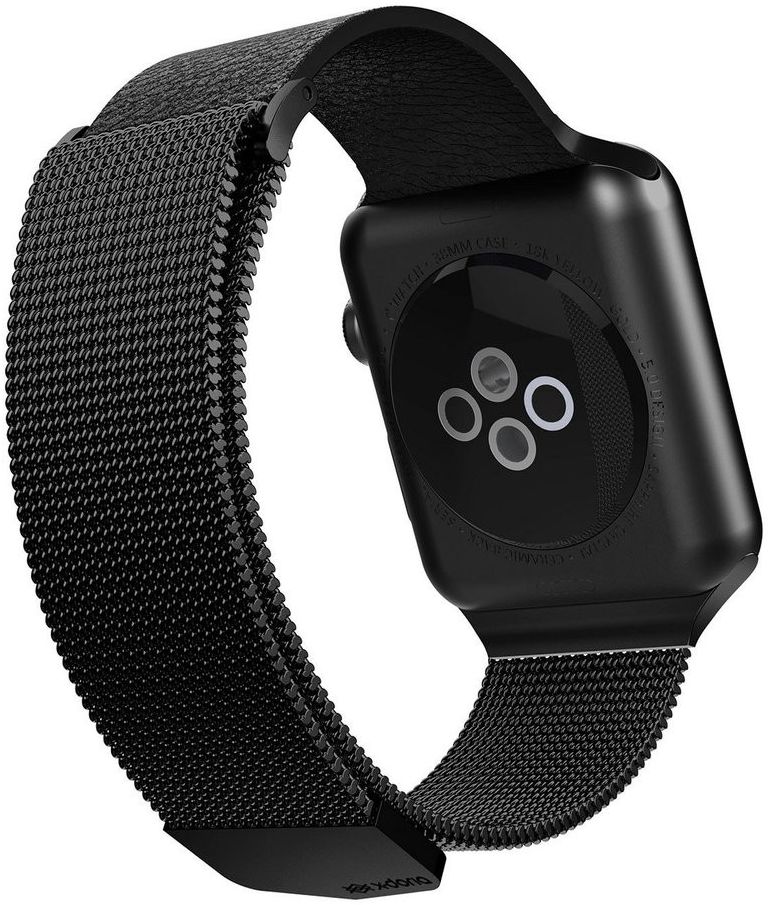 Raptic Hybrid Mesh Apple Watch 45MM / 44MM / 42MM Bandje RVS Kunstleer Zwart afbeelding 5