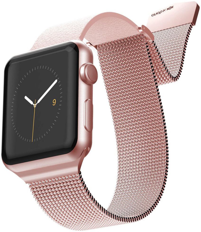 xRaptic Hybrid Mesh Apple watch 44mm 42mm bandje rvs kunstleer roze afbeelding 1