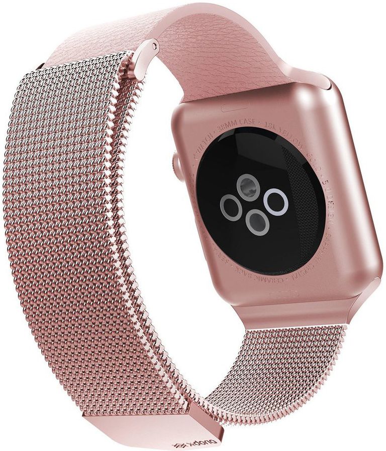 xRaptic Hybrid Mesh Apple watch 44mm 42mm bandje rvs kunstleer roze afbeelding 3