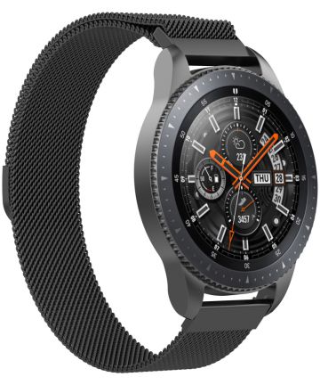 Universeel Smartwatch 22MM Bandje Milanese Roestvrij Staal Zwart Bandjes