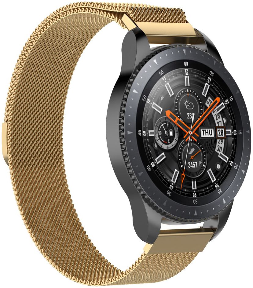 Universeel Smartwatch 22MM Bandje Milanese Roestvrij Staal Goud afbeelding 1