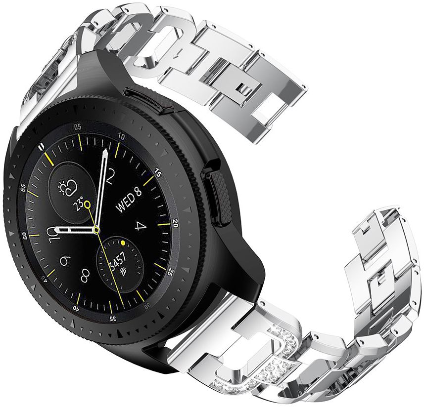 Universeel Smartwatch 20MM Bandje RVS met Diamant Design Zilver afbeelding 1