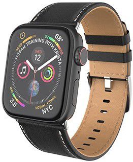Hoco Duke Series Apple Watch 41MM / 40MM / 38MM Bandje Echt Leer Zwart afbeelding 1