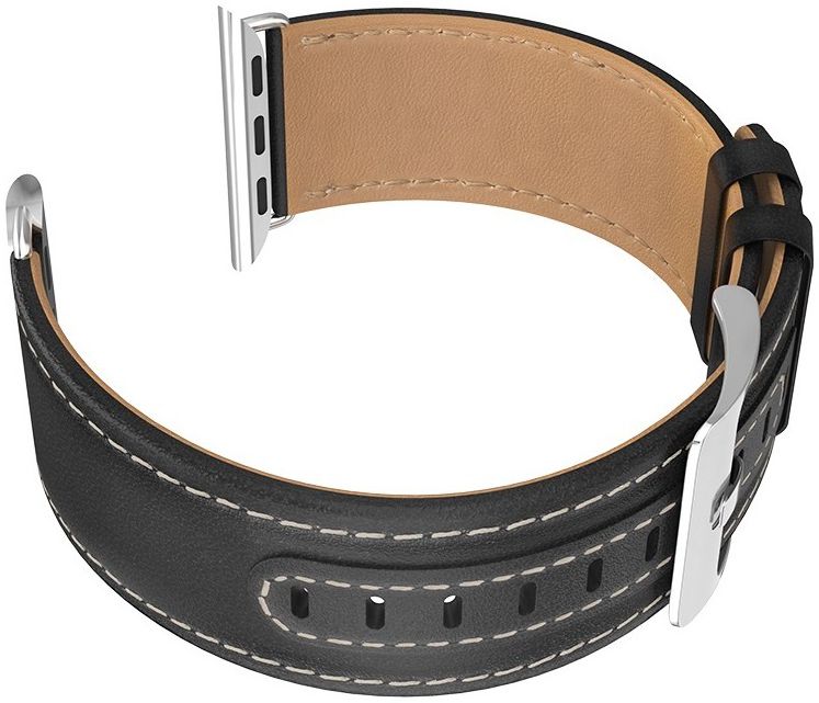 Hoco Duke Series Apple Watch 41MM / 40MM / 38MM Bandje Echt Leer Zwart afbeelding 2