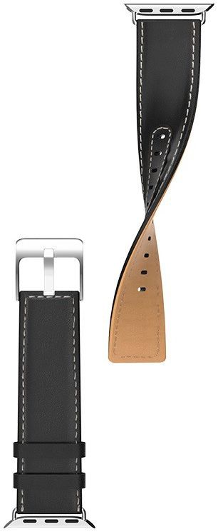 Hoco Duke Series Apple Watch 41MM / 40MM / 38MM Bandje Echt Leer Zwart afbeelding 4
