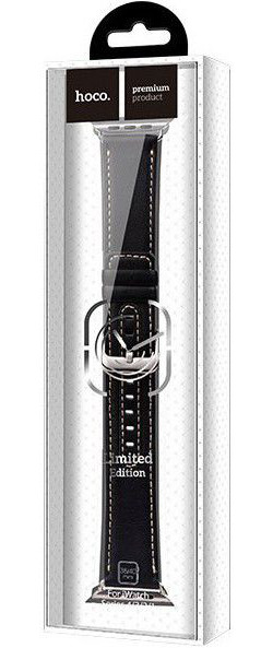 Hoco Duke Series Apple Watch 41MM / 40MM / 38MM Bandje Echt Leer Zwart afbeelding 5