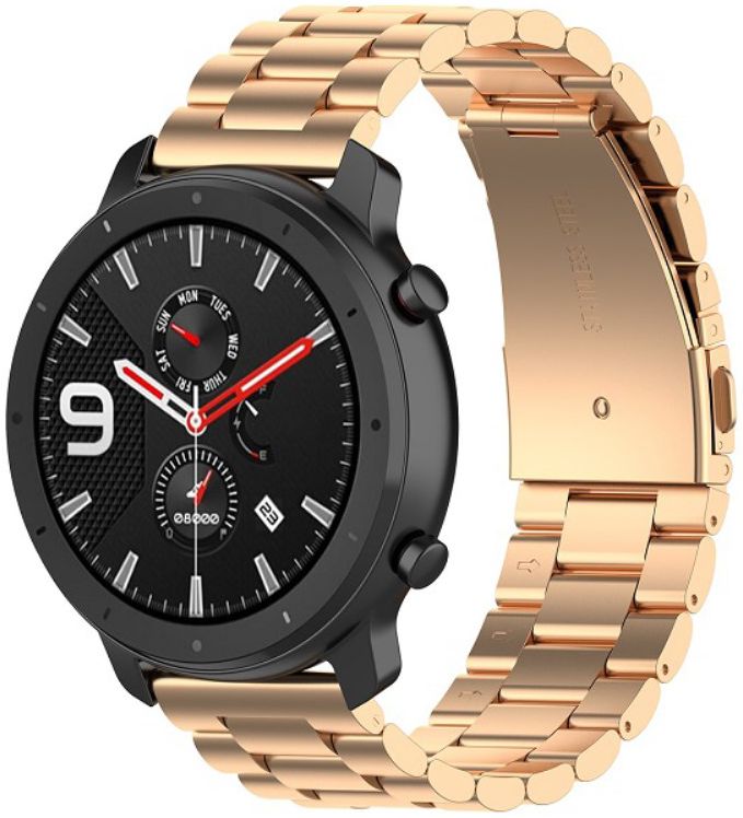 Universeel Smartwatch 20MM Bandje Schakels Roestvrij Staal Roze Goud afbeelding 1