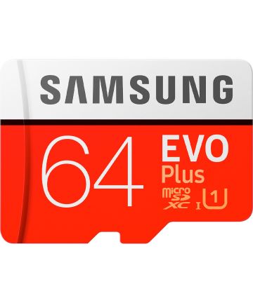 Samsung EVO Plus MicroSDXC Geheugenkaart (2020) met Adapter 64GB Rood Geheugenkaarten