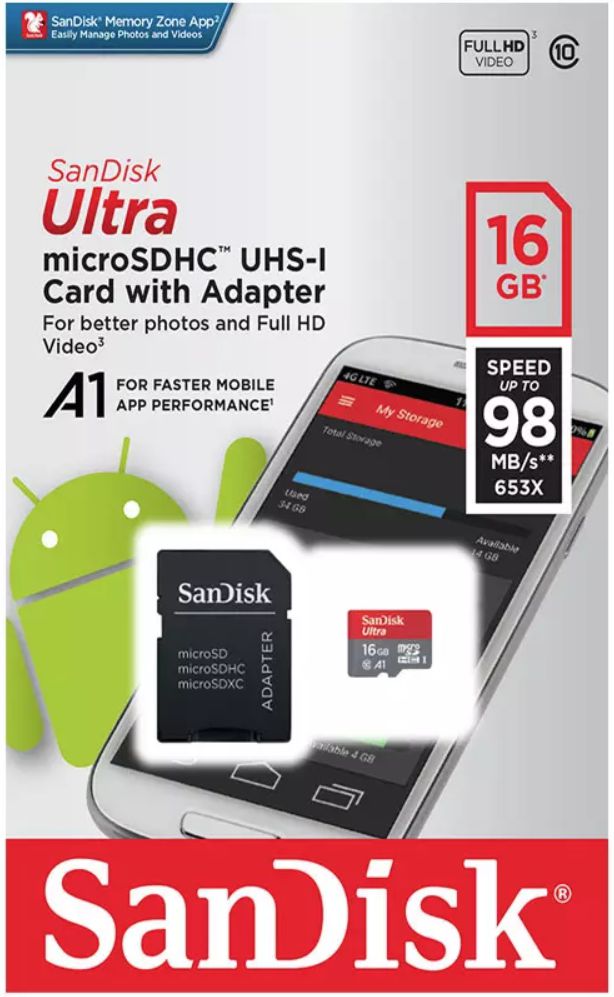Sandisk Ultra MicroSD kaart 16GB A1 Class 10 afbeelding 4