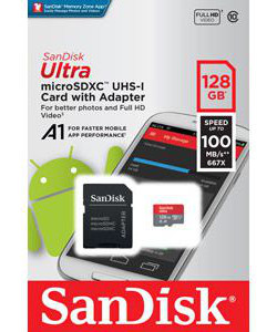 Sandisk Ultra MicroSD kaart 128GB A1 Class 10 afbeelding 2