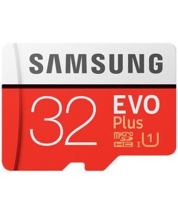 Samsung Evo Class 10 Micro-SD Kaart met SD-Adapter 32GB Rood Geheugenkaarten