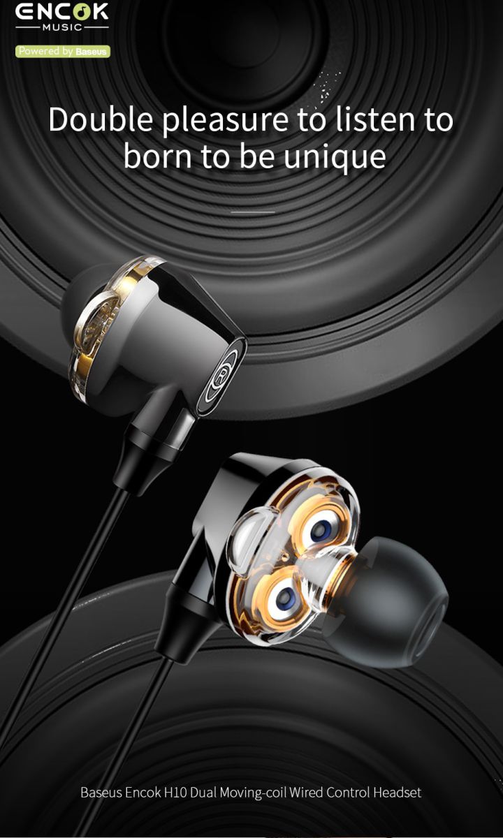 Baseus Encok H10 In-Ear Universele Bedrade Oordopjes 3.5mm Jack Zwart afbeelding 13