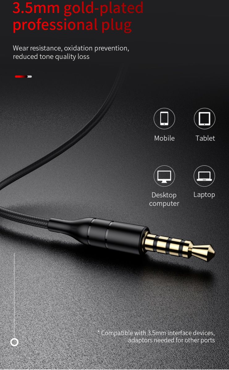 Baseus Encok H10 In-Ear Universele Bedrade Oordopjes 3.5mm Jack Zwart afbeelding 11