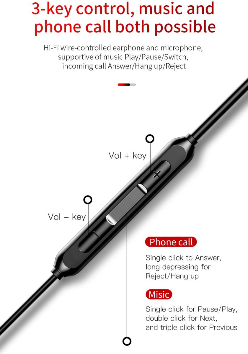 Baseus Encok H10 In-Ear Universele Bedrade Oordopjes 3.5mm Jack Zwart afbeelding 4