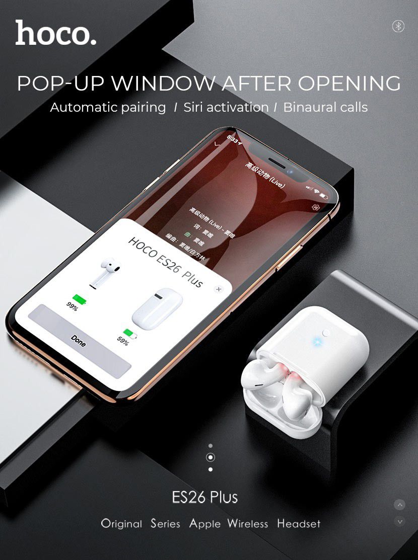 Hoco ES26 Plus True Wireless Headset met Oplaadhoesje Wit afbeelding 17