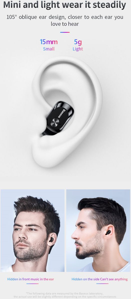 Baseus Encok W01 Draadloze Oordopjes True Wireless Headset Zwart afbeelding 7