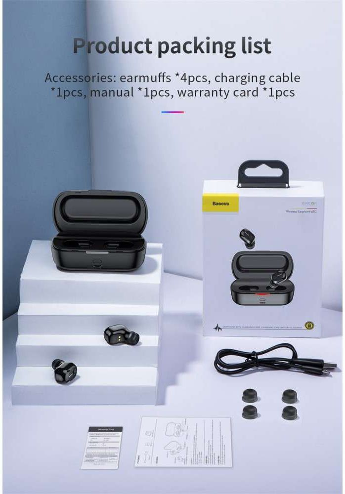 Baseus Encok W01 Draadloze Oordopjes True Wireless Headset Zwart afbeelding 10