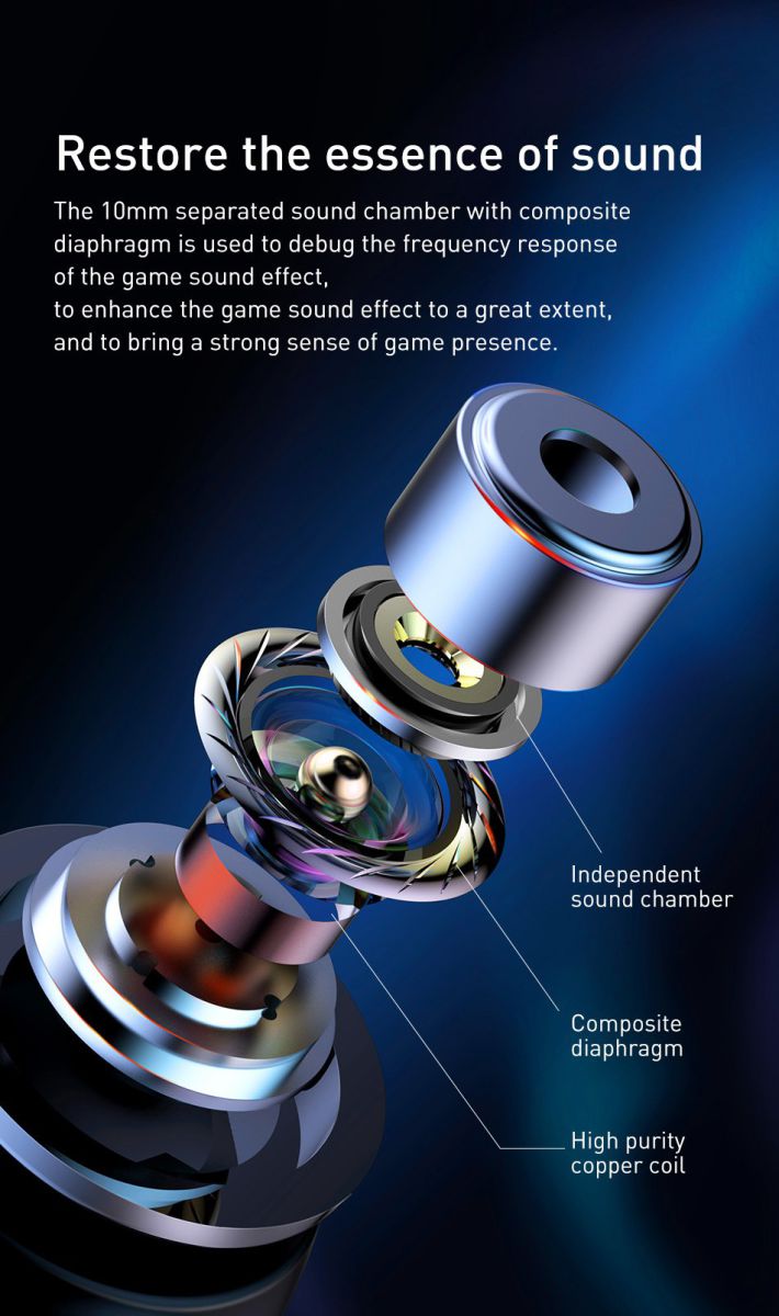 Baseus Gamo H15 Universele 3.5mm Jack Oordopjes met Microfoon Zwart afbeelding 6