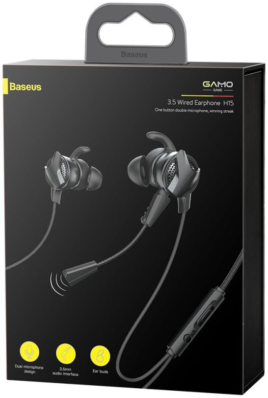 Baseus Gamo H15 Universele 3.5mm Jack Oordopjes met Microfoon Zwart afbeelding 12