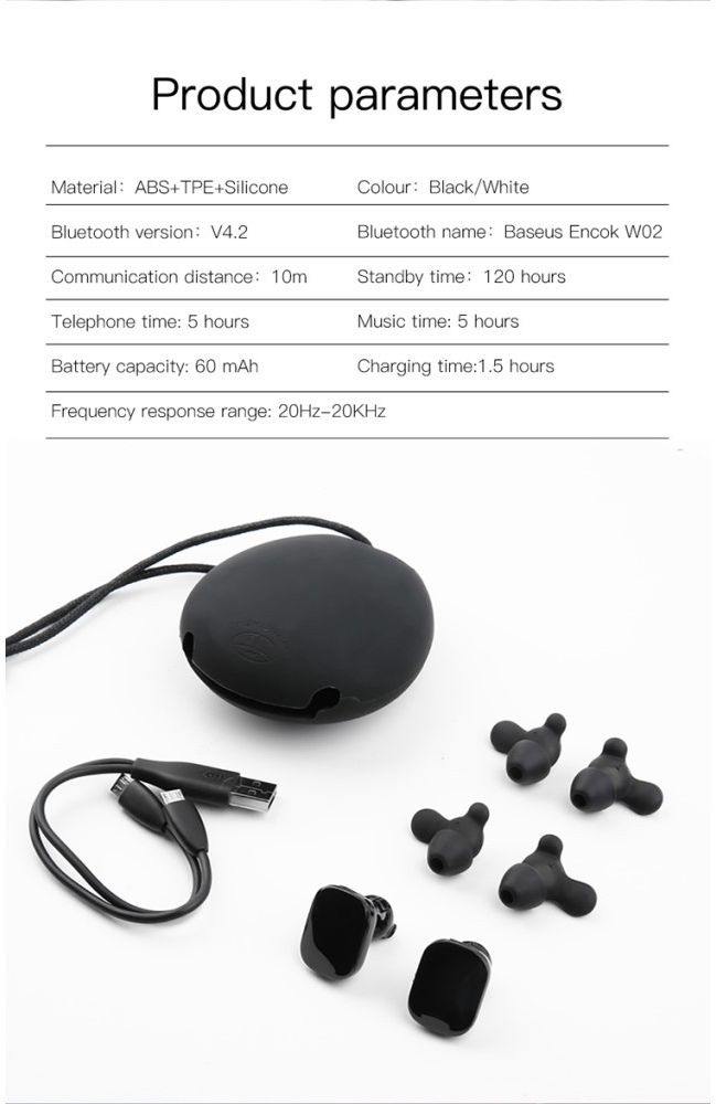 Baseus Encok W02 True Wireless Headset Wit afbeelding 8
