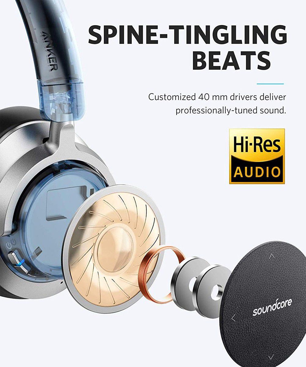 Anker Soundcore Space NC Over-Ear Bluetooth Headset Zwart/Grijs afbeelding 6