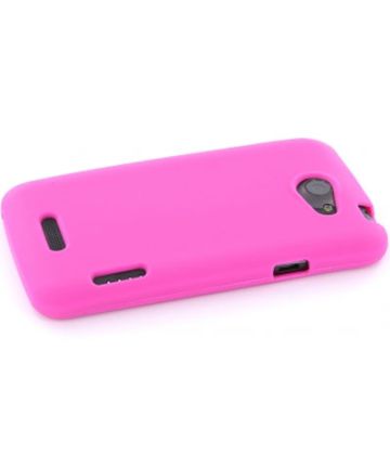 Siliconen case HTC One X Pink Hoesjes