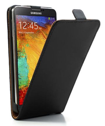 Samsung Galaxy Note 3 leren flip case zwart Hoesjes
