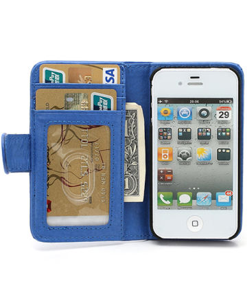 iPhone 4(S) Wallet Case Blauw Hoesjes