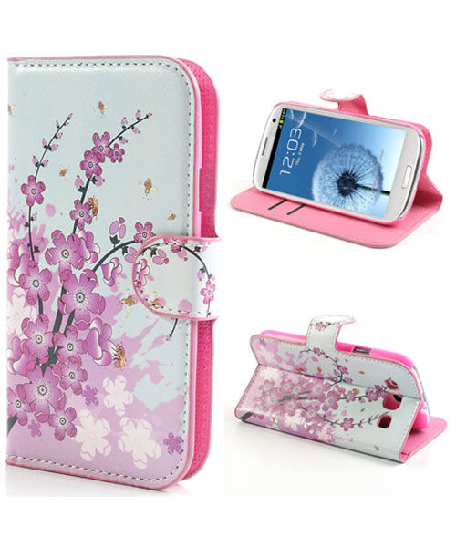 Samsung Galaxy S3 Wallet Case Stand Bloem Patroon afbeelding 1