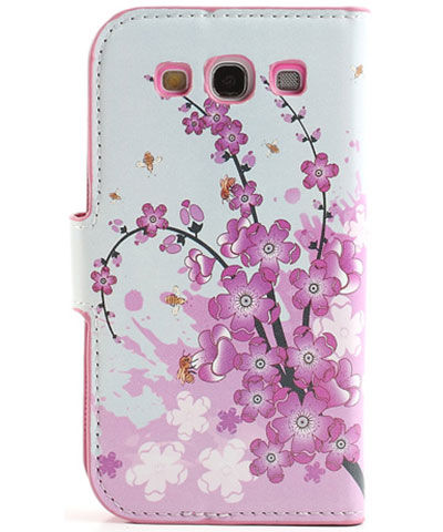 Samsung Galaxy S3 Wallet Case Stand Bloem Patroon afbeelding 2