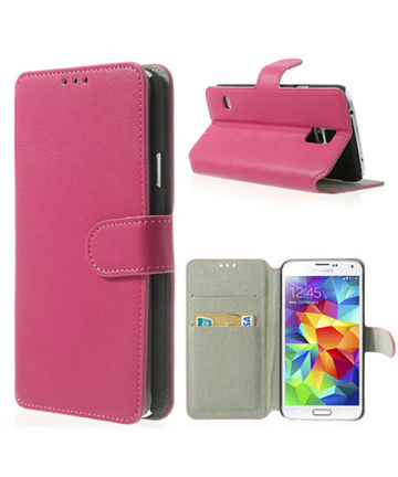 Samsung Galaxy S5 (Neo) Wallet Stand Case Roze Hoesjes
