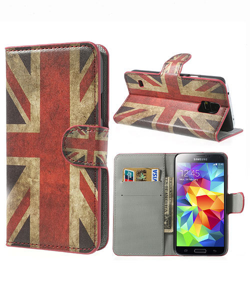 Samsung Galaxy S5 (Neo) Britse Vlag Wallet Stand Case afbeelding 1