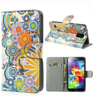 Samsung Galaxy S5 (Neo) Bloemen Wallet Stand Case Hoesjes
