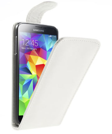 Samsung Galaxy S5 (Neo) Vertical Flip Case hoesje Wit Hoesjes