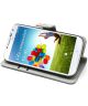 Samsung i9505 Galaxy S4 Wallet Stand Case Bloem Patroon Blauw