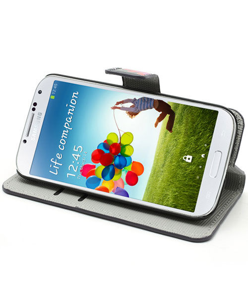 Samsung i9505 Galaxy S4 Wallet Stand Case Vlinder Patroon Zwart afbeelding 5