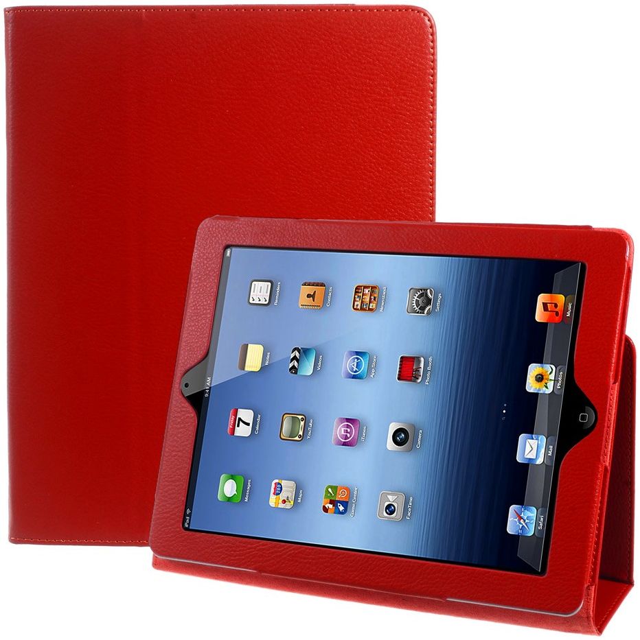 Apple iPad 4 / 3 / 2 Hoesje  Book Case met Stand Rood afbeelding 1