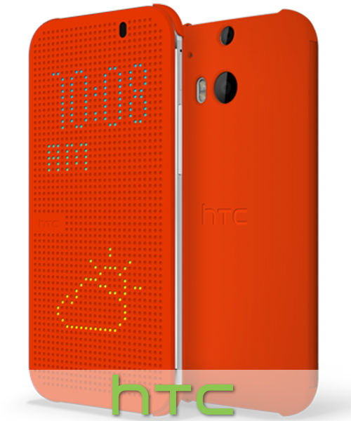 HTC One M8 Dot View Flip Case HC M100 Oranje afbeelding 2