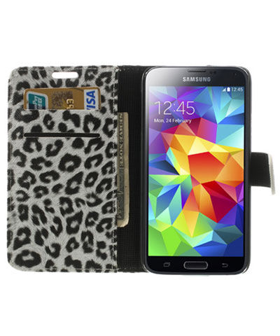 Samsung Galaxy S5 (Neo) Panter Print Stand Case Wit afbeelding 2