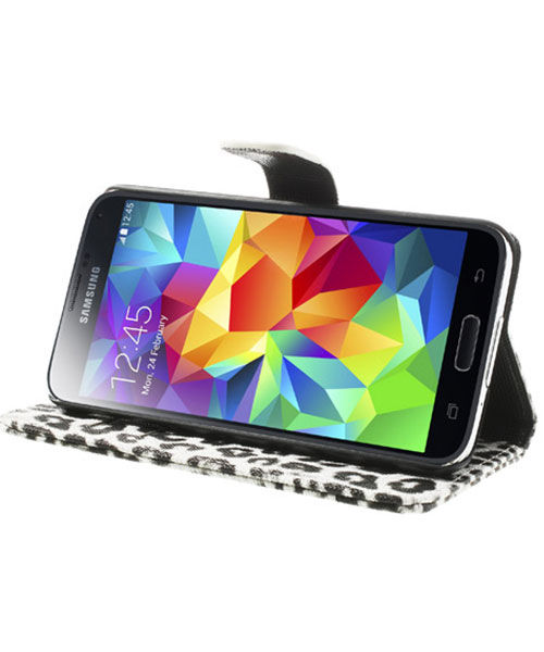 Samsung Galaxy S5 (Neo) Panter Print Stand Case Wit afbeelding 5