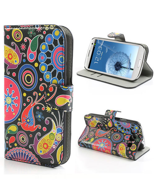 Samsung Galaxy S3 Colorful Design Wallet Stand Case afbeelding 1