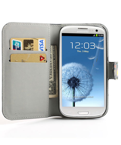 Samsung Galaxy S3 Colorful Design Wallet Stand Case afbeelding 2