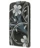 Samsung Galaxy S5 (Neo) Lederen Flower Flip Case Zwart