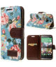 HTC One M8 Flower Cloth Flip Case Blue
