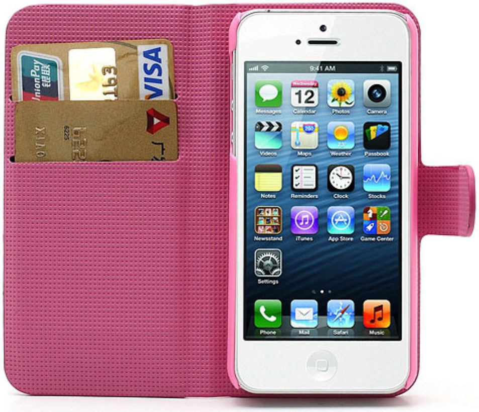 Apple iPhone SE / 5S Portemonnee Hoesje Print Lotus afbeelding 2
