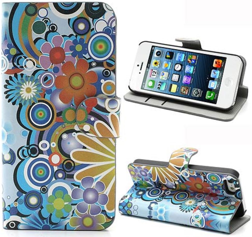 Apple iPhone SE / 5S Portemonnee Hoesje Print Bloemen afbeelding 1