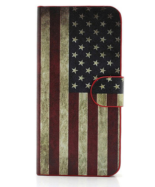 iPhone 5 / 5S / SE Wallet Stand Case Amerikaanse Vlag Patroon afbeelding 4